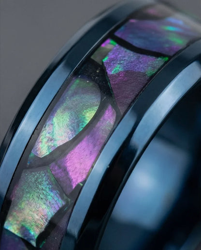 Abyssal Aurora: Mother-of-Pearl Style Inlay Ring