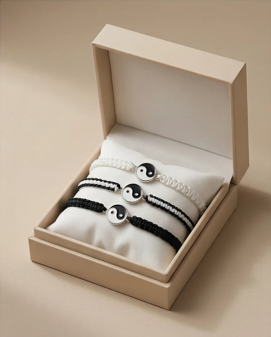 The Zen Harmony: Hand-Woven Yin Yang Bracelet Set