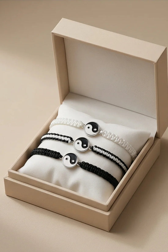 The Zen Harmony: Hand-Woven Yin Yang Bracelet Set