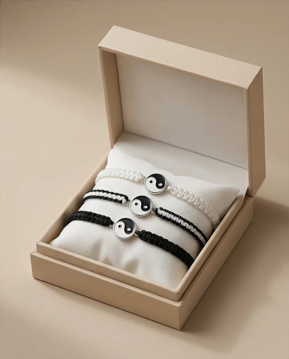 The Zen Harmony: Hand-Woven Yin Yang Bracelet Set