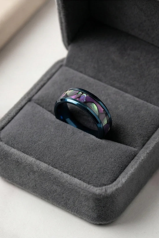 Abyssal Aurora: Mother-of-Pearl Style Inlay Ring