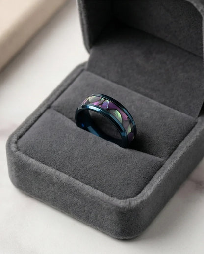 Abyssal Aurora: Mother-of-Pearl Style Inlay Ring
