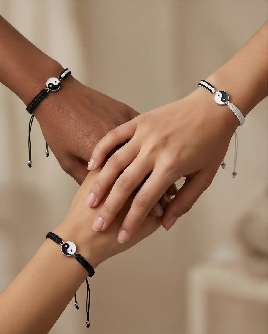 The Zen Harmony: Hand-Woven Yin Yang Bracelet Set