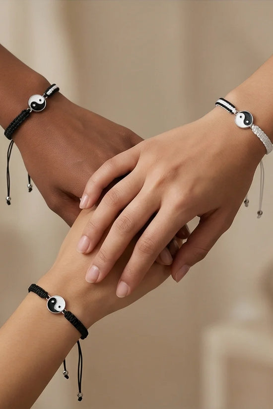The Zen Harmony: Hand-Woven Yin Yang Bracelet Set