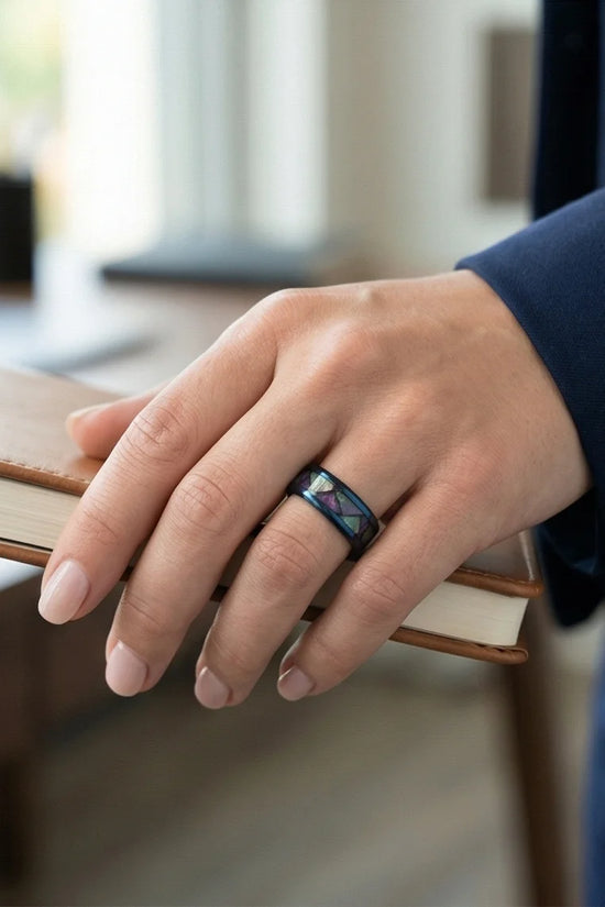 Abyssal Aurora: Mother-of-Pearl Style Inlay Ring