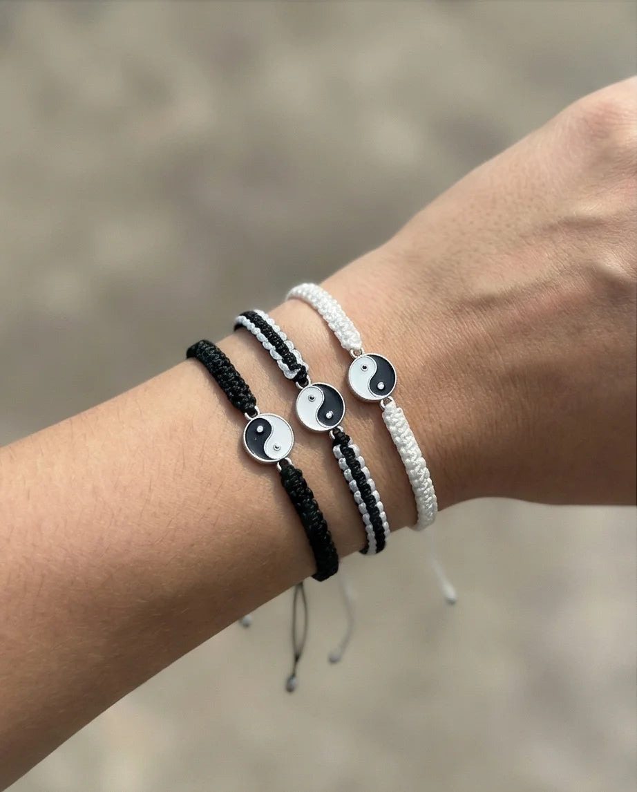 The Zen Harmony: Hand-Woven Yin Yang Bracelet Set