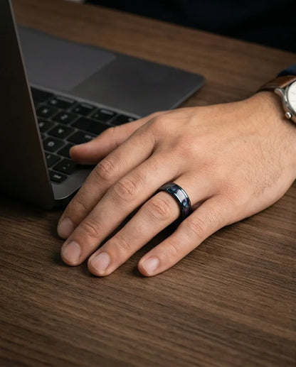 Abyssal Aurora: Mother-of-Pearl Style Inlay Ring