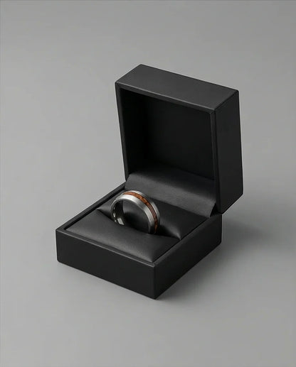 Modern Timber: Matte Silver & Walnut Wood Band