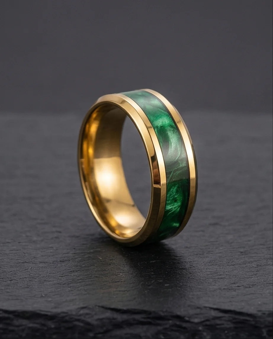 The Golden Emerald Swirl Band