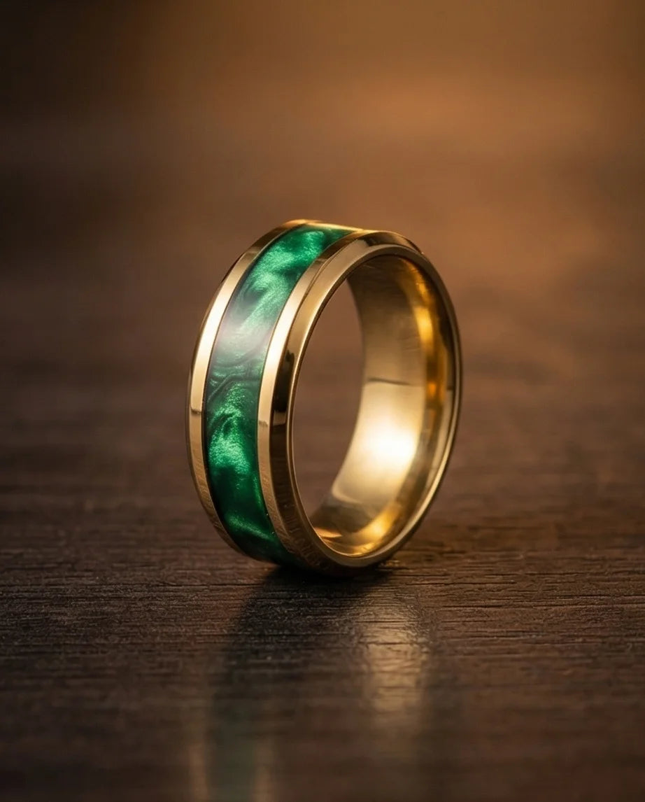 The Golden Emerald Swirl Band
