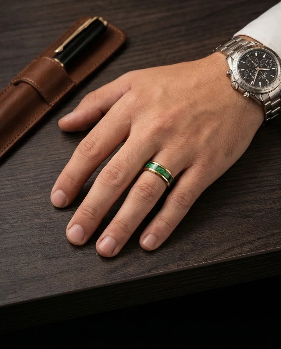 The Golden Emerald Swirl Band