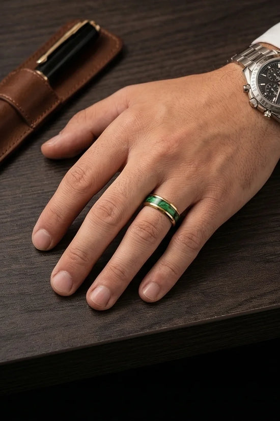 The Golden Emerald Swirl Band