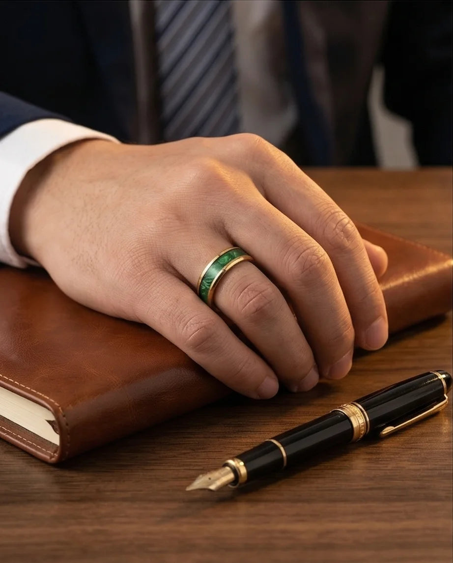 The Golden Emerald Swirl Band