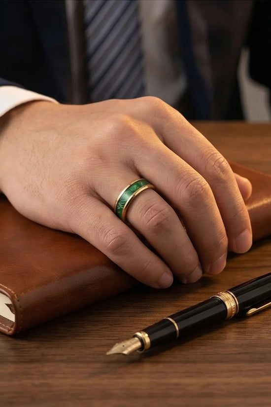 The Golden Emerald Swirl Band
