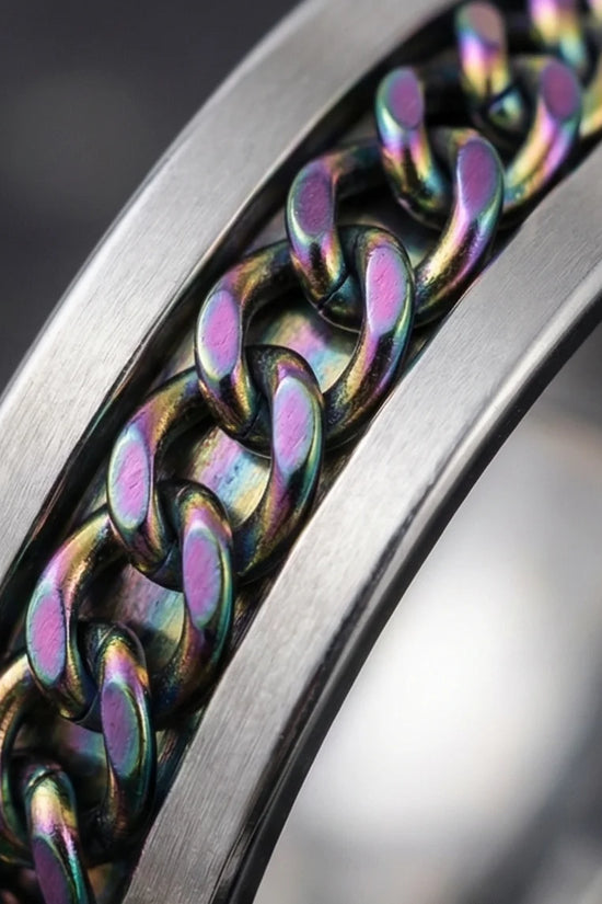 The Prism Pulse: Iridescent Cuban Link Spinner Band