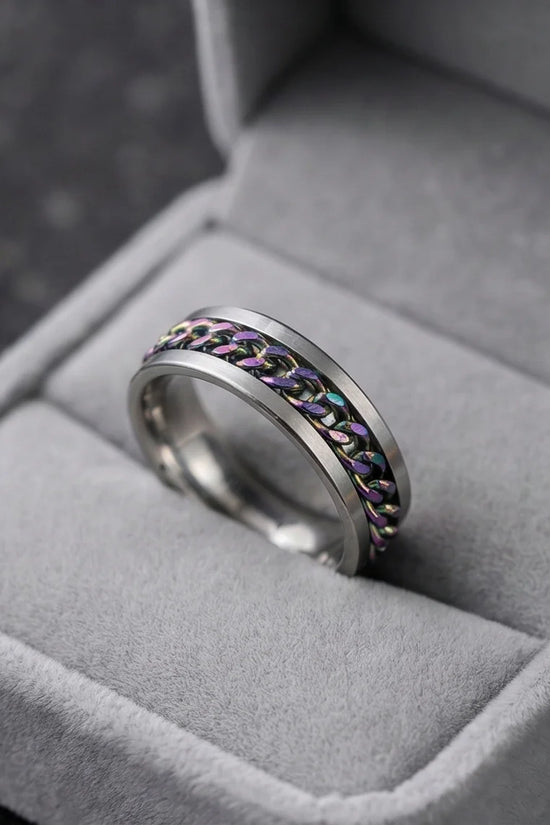 The Prism Pulse: Iridescent Cuban Link Spinner Band