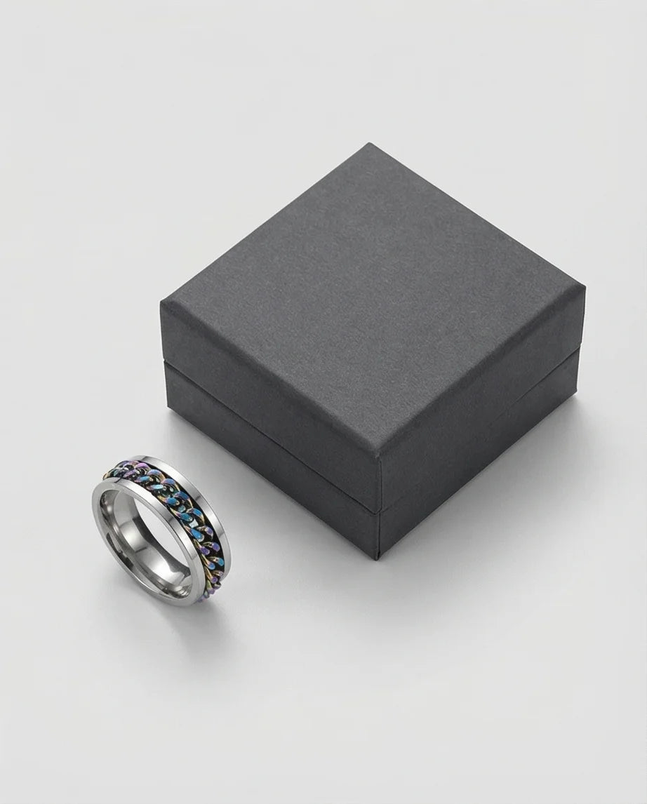 The Prism Pulse: Iridescent Cuban Link Spinner Band