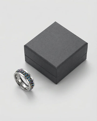 The Prism Pulse: Iridescent Cuban Link Spinner Band
