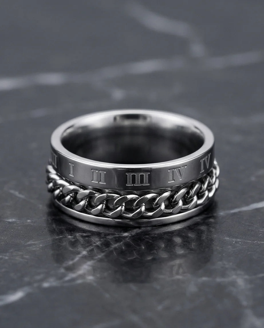 The Roman Link: Silver Hybrid Spinner Band