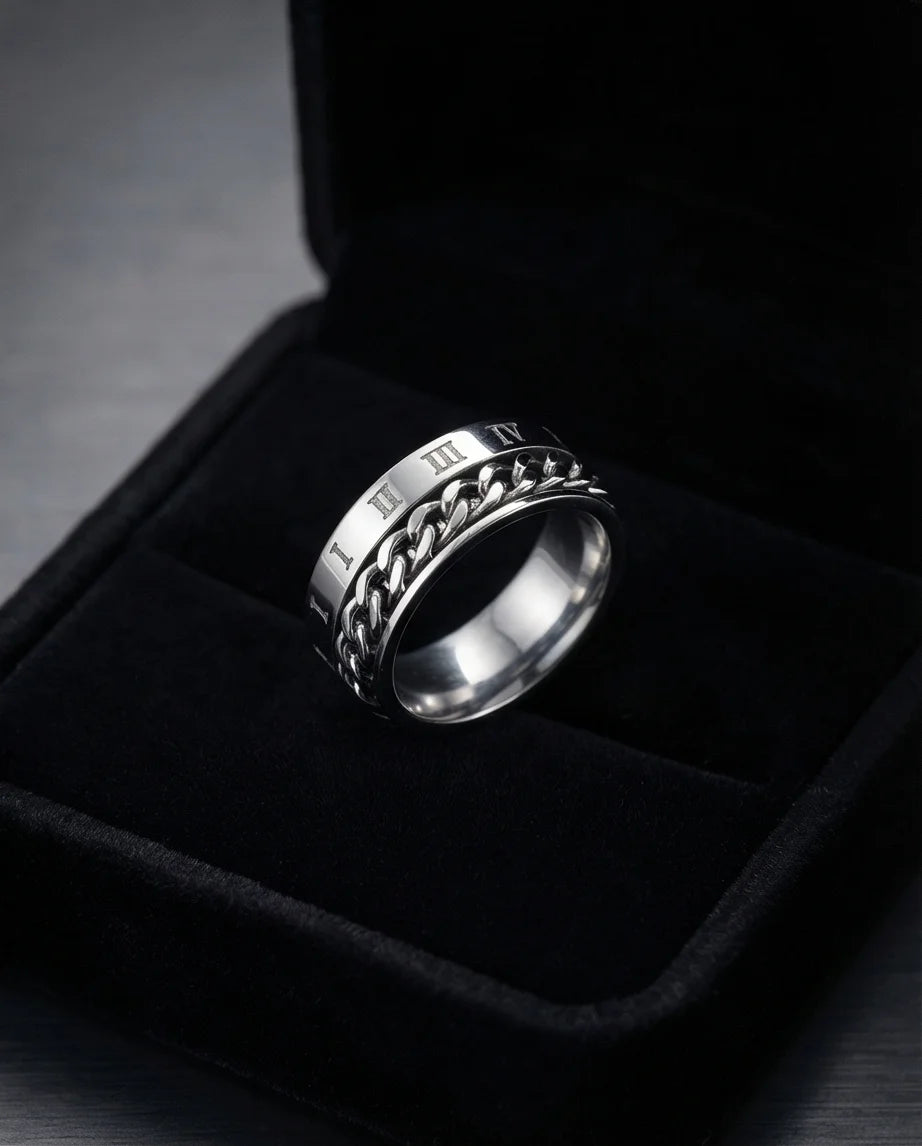 The Roman Link: Silver Hybrid Spinner Band