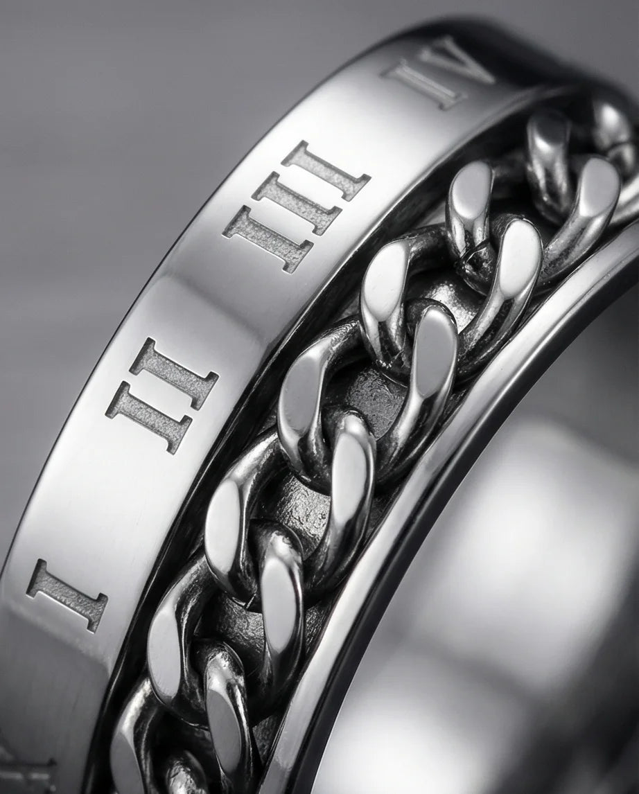 The Roman Link: Silver Hybrid Spinner Band