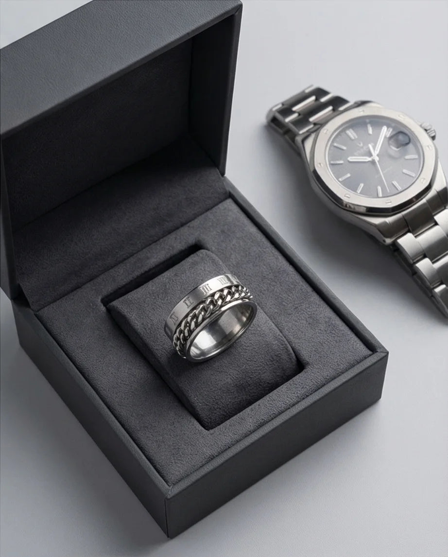 The Roman Link: Silver Hybrid Spinner Band