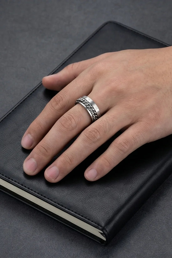 The Roman Link: Silver Hybrid Spinner Band