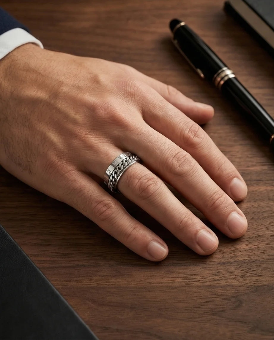 The Roman Link: Silver Hybrid Spinner Band