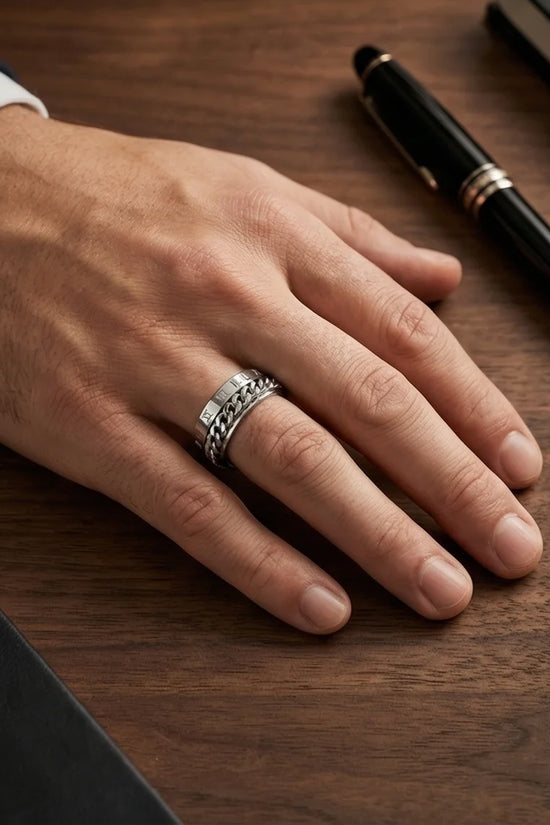 The Roman Link: Silver Hybrid Spinner Band