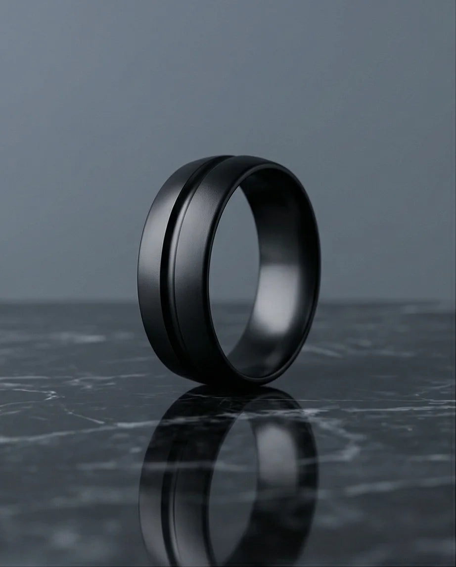 The Midnight Meridian: Matte Black Grooved Band