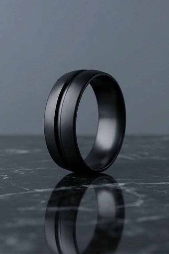 The Midnight Meridian: Matte Black Grooved Band