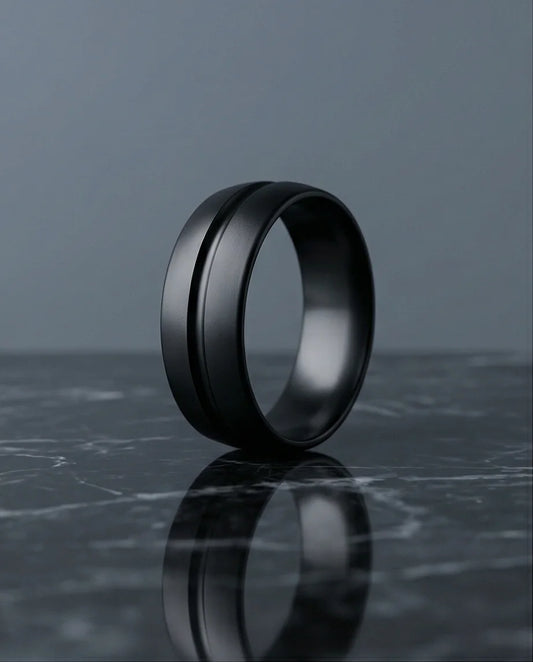 The Midnight Meridian: Matte Black Grooved Band