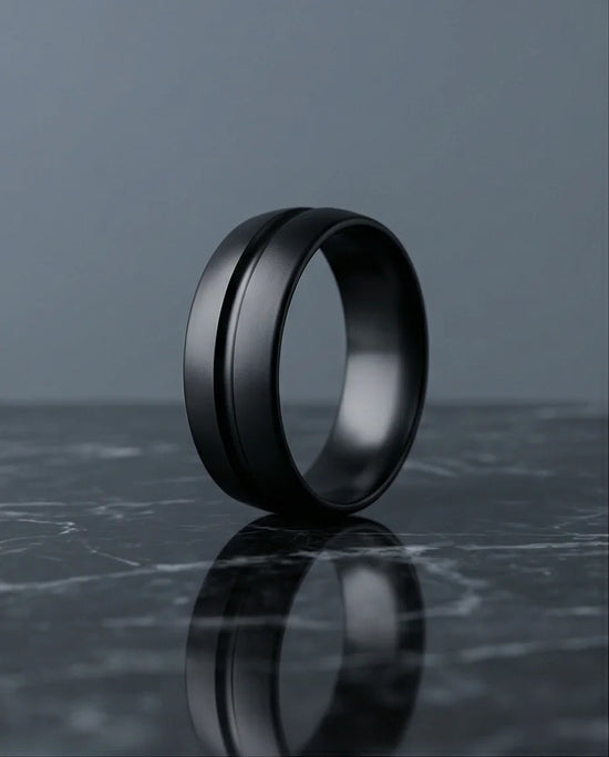 The Midnight Meridian: Matte Black Grooved Band