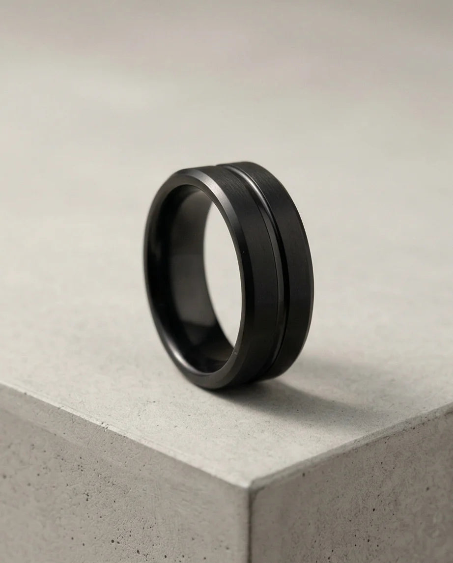 The Midnight Meridian: Matte Black Grooved Band