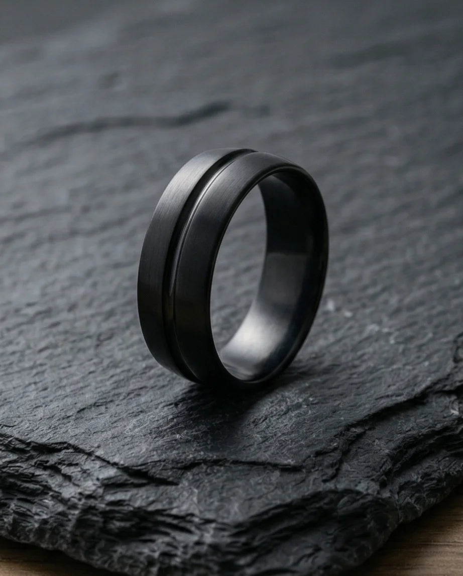 The Midnight Meridian: Matte Black Grooved Band