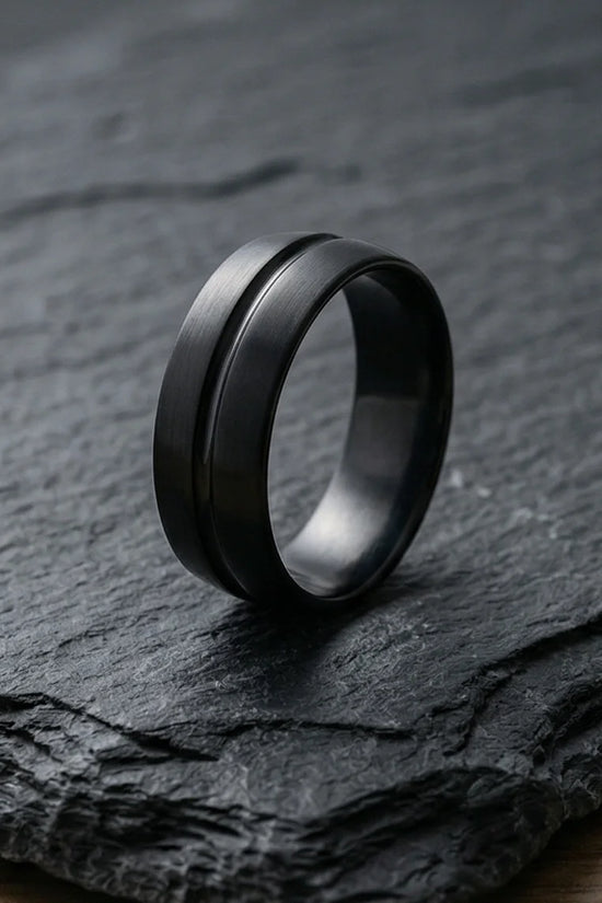 The Midnight Meridian: Matte Black Grooved Band