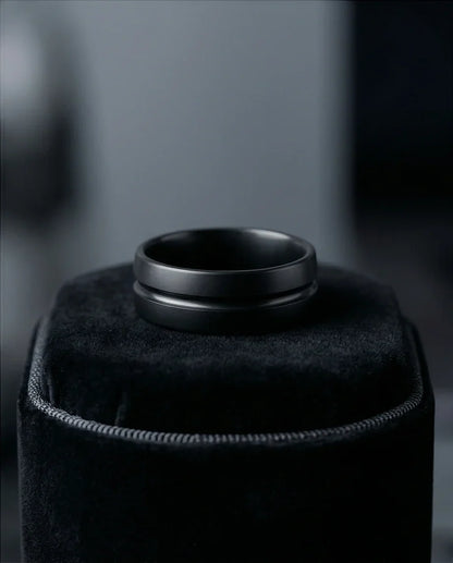 The Midnight Meridian: Matte Black Grooved Band