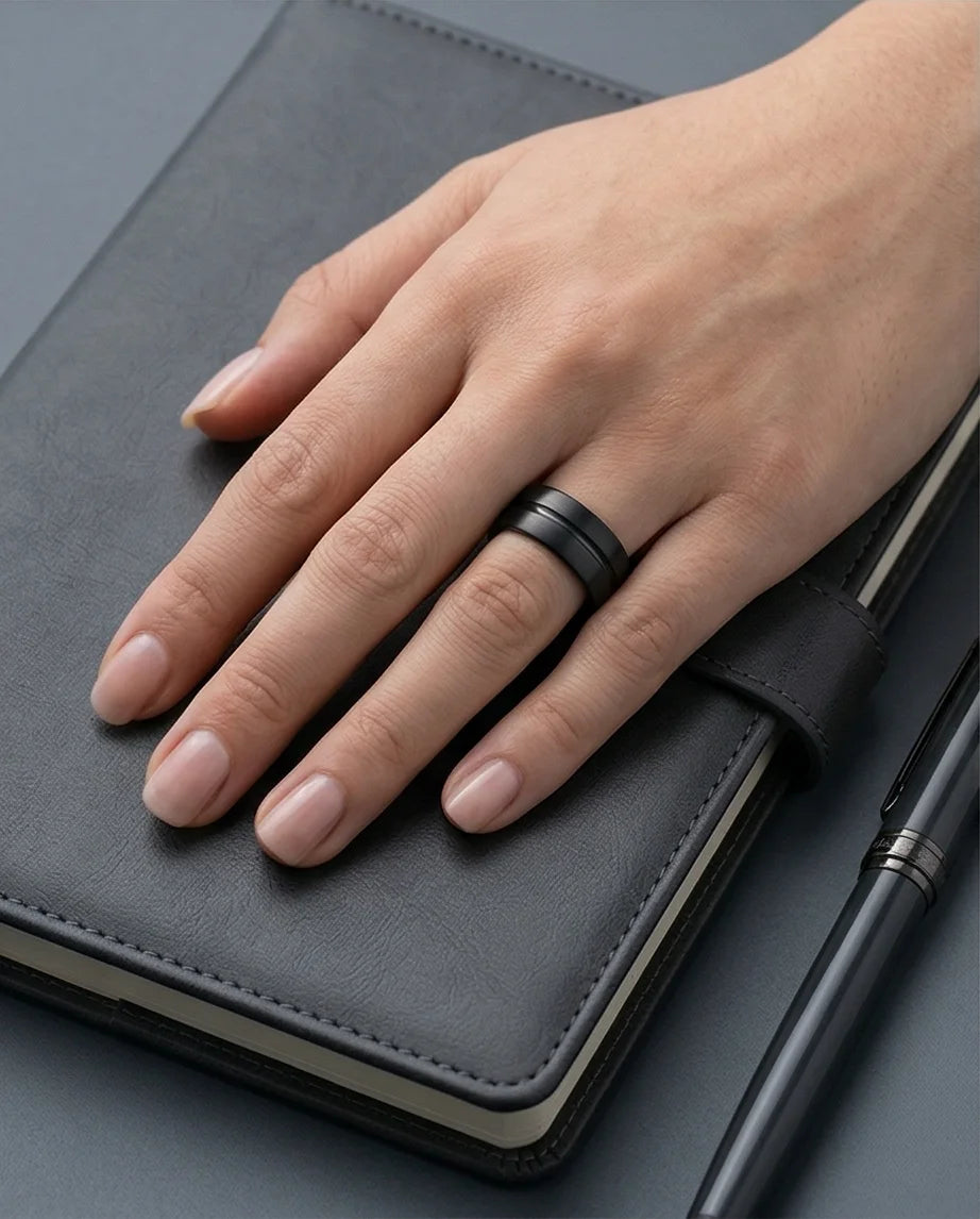 The Midnight Meridian: Matte Black Grooved Band