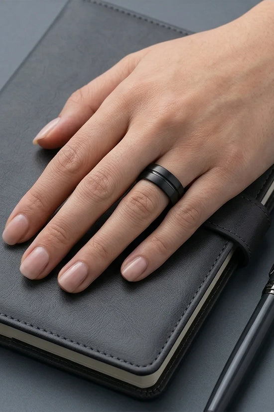 The Midnight Meridian: Matte Black Grooved Band