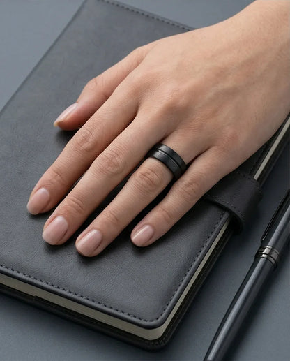 The Midnight Meridian: Matte Black Grooved Band