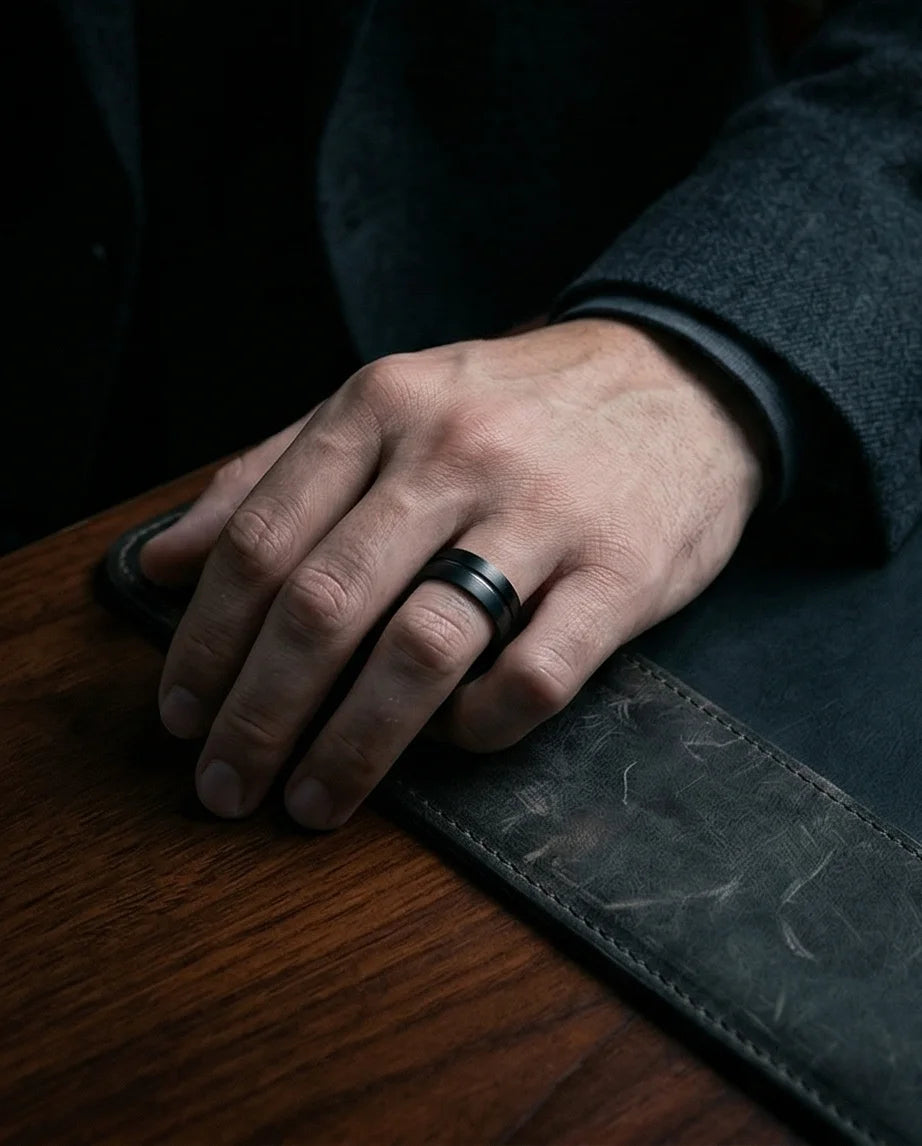 The Midnight Meridian: Matte Black Grooved Band