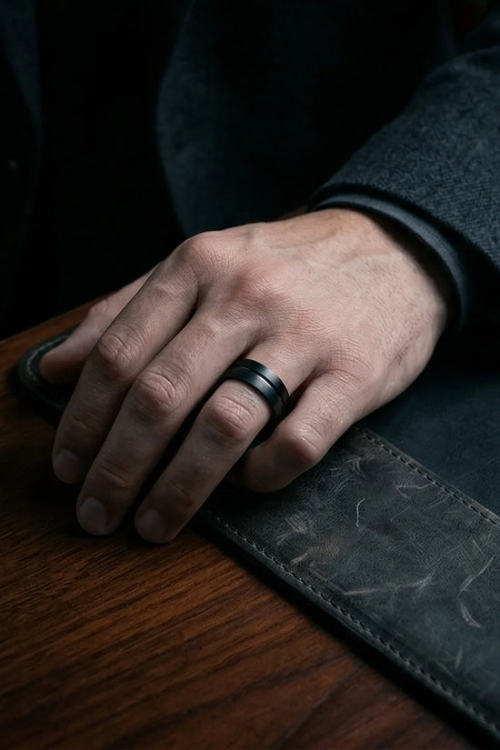 The Midnight Meridian: Matte Black Grooved Band