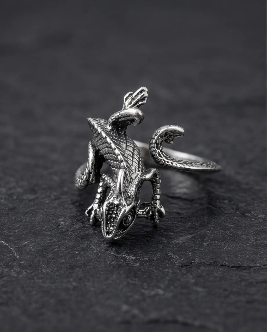 Mystic Reptile: Hand-Carved Wrap Around Ring