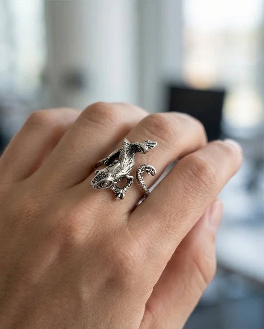 Mystic Reptile: Hand-Carved Wrap Around Ring