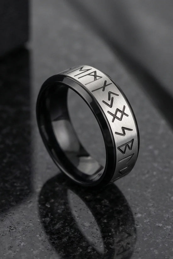 The Golden Futhark Band with Silver Beveled Edge