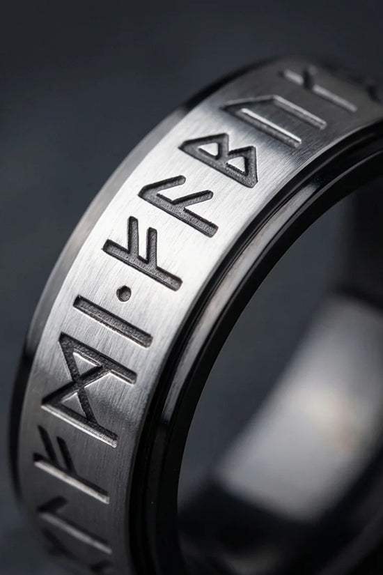 The Golden Futhark Band with Silver Beveled Edge