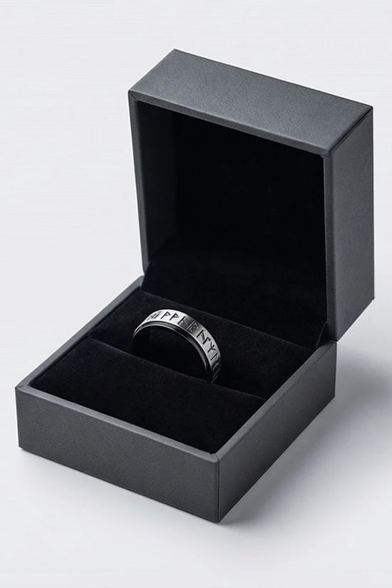 The Golden Futhark Band with Silver Beveled Edge