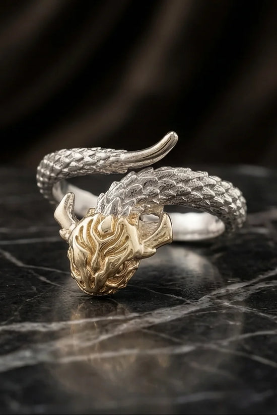 The Golden Sovereign: Two-Tone Dragon Wrap Ring