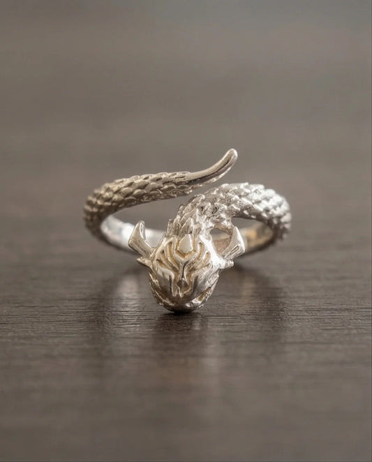 The Golden Sovereign: Two-Tone Dragon Wrap Ring