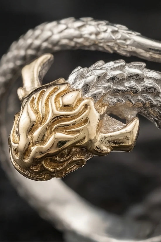 The Golden Sovereign: Two-Tone Dragon Wrap Ring